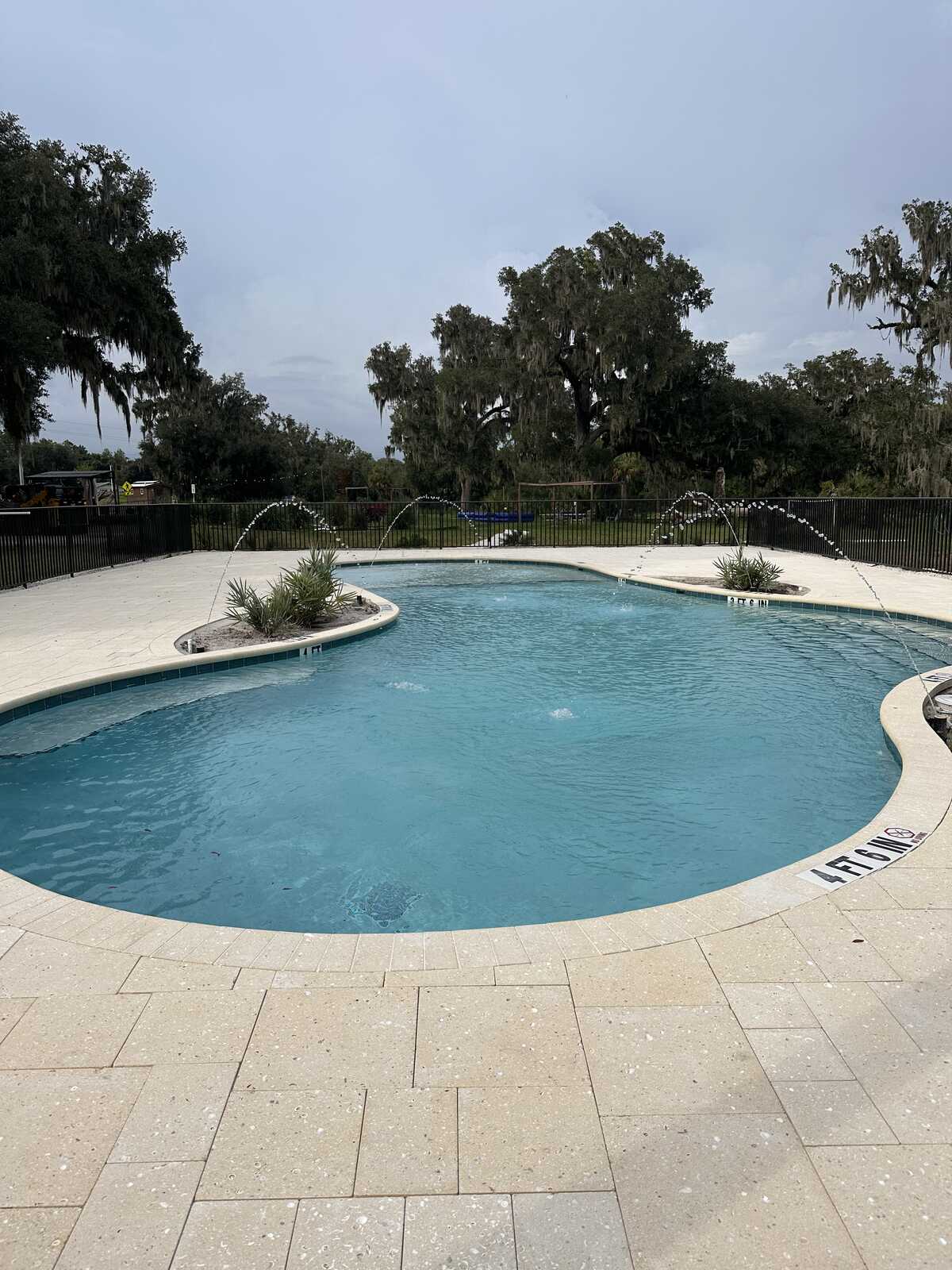 The new heated pool at Peace River Oaks, Bowling Green, Florida, which the resort website still lists as coming soon